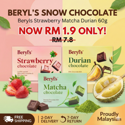 Beryls Snow Chocolate Beryls Strawberry Matcha Durian 60g
